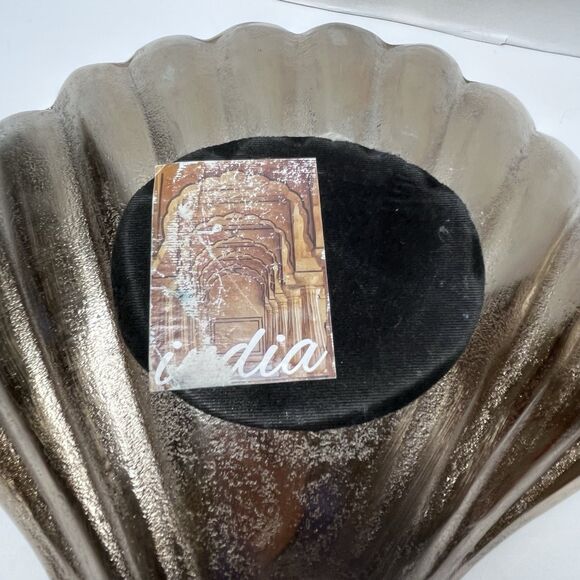 Set Of 2 Silver Metallic Brass? Clam Trinket Dishes 11x11” Made In India - Picture 12 of 13